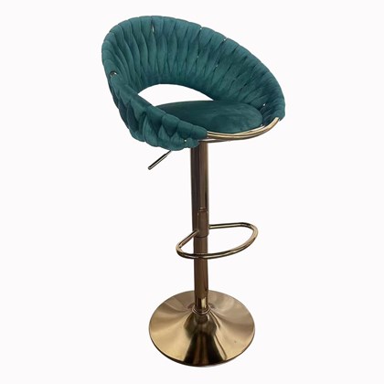 Bar Chair Velvet Seat with Golden Base