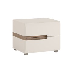 Bedside Cabinet 2 Drawer – White Gloss & Truffle Oak