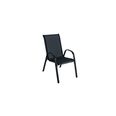 Dining Set - White Aluminium & Glass Table 100x100x74 + 4 Black Garden Armchairs