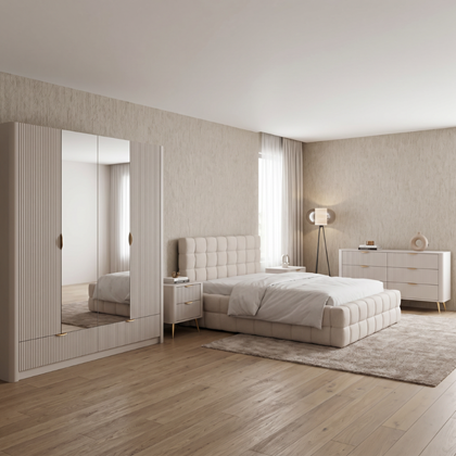 Bedroom Set 160x200– Bed, Wardrobe, Bedside Tables & Chest of Drawers