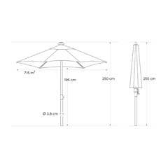 Anthracite & Taupe Centre-Pole Parasol D300