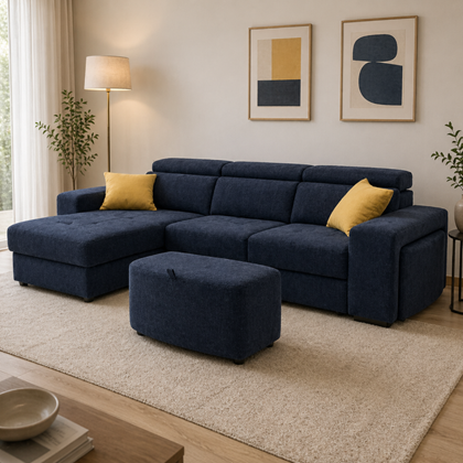 2-Seater Sofa Bed with CHL Left - Grey