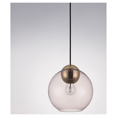 Pendant Light in Pink Glass with Gold Finish