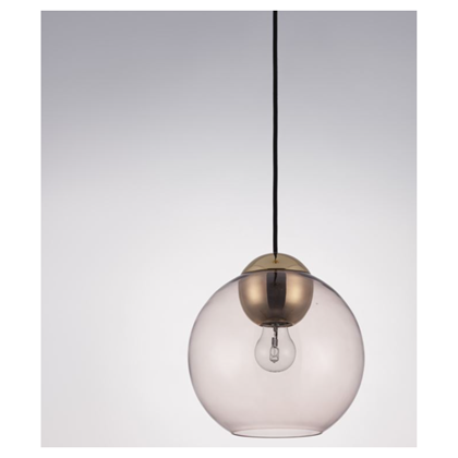 Pendant Light in Pink Glass with Gold Finish