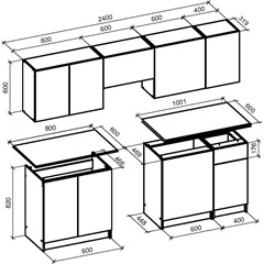 Kitchen Furniture Set Artisan Oak and Black