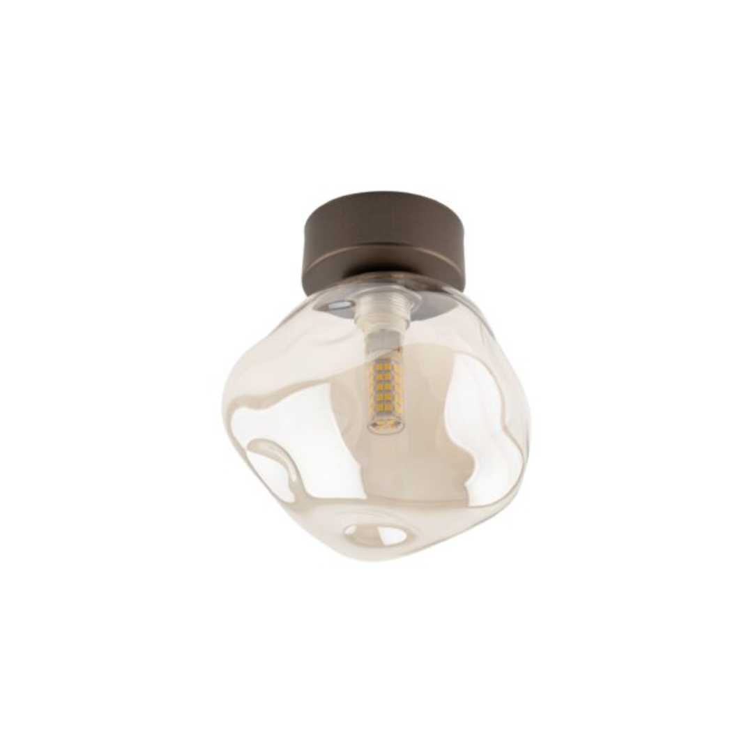 Sculptural Glass and Metal Ceiling Lamp 1L G9