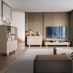 Bookshelf – 4 Shelves & 2 Doors – Cashmere