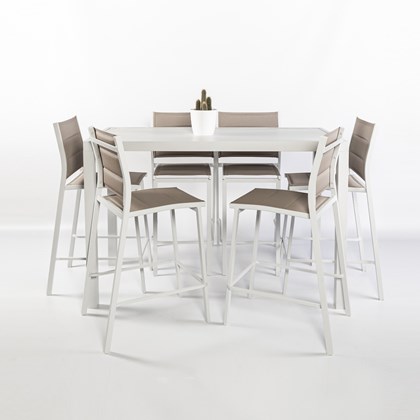 Outdoor High Table and 6 High Chairs Set