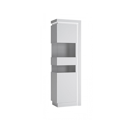 High Display Cabinet 1 Door – White Alpin & White Glass (Left Hand)