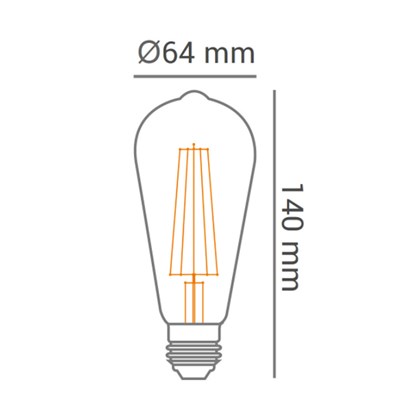 E27 4W LED Bulb Filament Amber ST64 2200