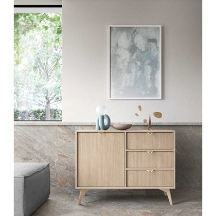Sideboard 3 Drawers - Chevron Scandi & Beige