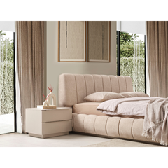 Bedroom Set 200x180cm - Cream & Dark Walnut
