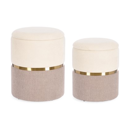 Radinka White Pink Set of 2 Storage Pouf