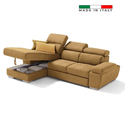 Chaise Longue Sofa Bed Adjustable Headrests Armrests and Container