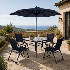 Garden Set with Umbrella - Dark Blue