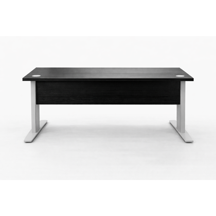 Desk with Black Panel and Height Adjustable Legs