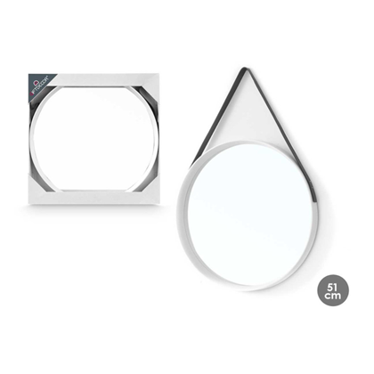 Round Hanging Mirror – White