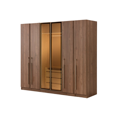 6 Door Wardrobe – Walnut & Travertene
