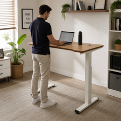 Adjustable Desk 70x140 – White Leg & Wood Top