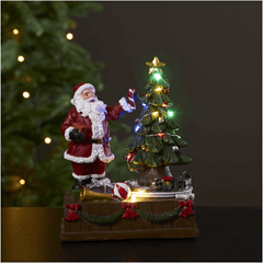 Decorative Scene Santa With Christmas Tree