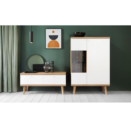 Showcase Cabinet 90 – Riviera Oak & White
