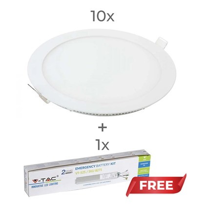 10 Round LED Panels with 1 Free Emergency Battery Kit