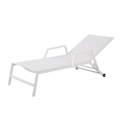 Sun lounger  Aluminium with Armrest and Wheels White