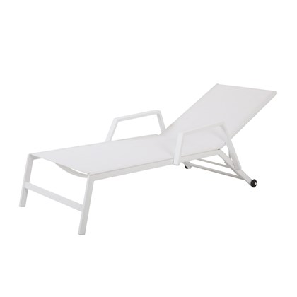 Sun lounger  Aluminium with Armrest and Wheels White