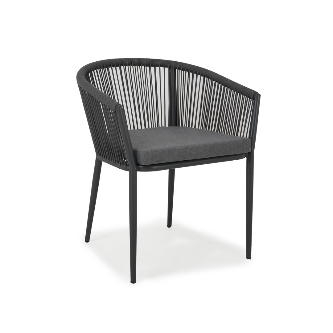 Outdoor Armchair Aluminium and Rope Dark Grey
