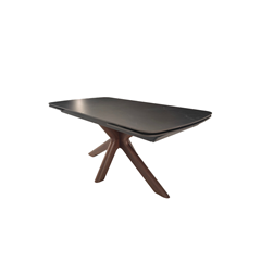 Extension Table W180/220/260 x D90 x H76 cm–Matt Black/Dark Brown Walnut