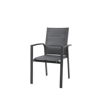Alum Padded Sling Chair with Armrest Black