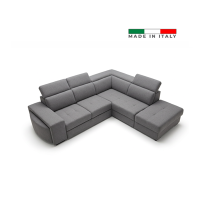 Corner Sofa 2-Seater Pull-Out Bed & Angular Right with Storage – Stone Grey