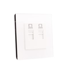 2 Gang PC Outlet White Temp Glass
