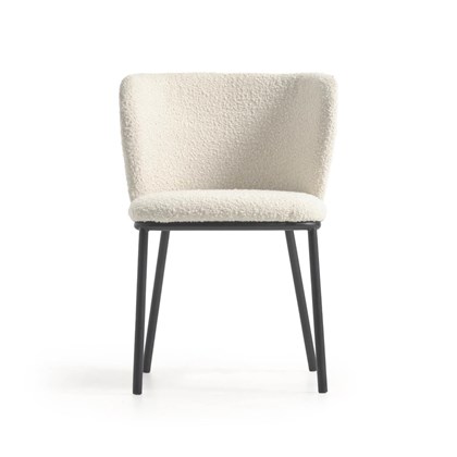 White Fleece Chair With Steel Legs