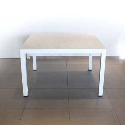 Table 120x120 Marble Tile White Matte