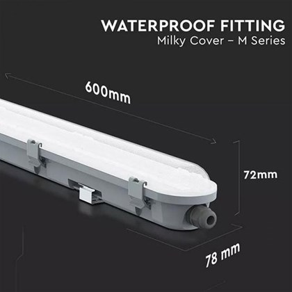 LED Tube Ceiling Light Samsung Chip Smd 18W 120LMW 60CM 4000K Frosted Cover IP65