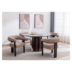 Dining Chair Taupe Boucle Fabric