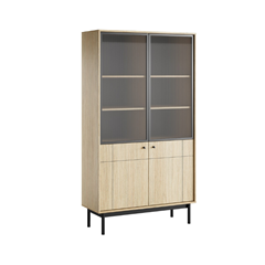 Bookshelf 2 Door with Front Glass – Linea Oak