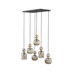 Sophia Cognac Hanging Lamp – Amber & Black/Gold
