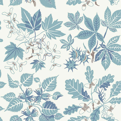 Wallpaper Arboretum Turquoise and Warm Blue