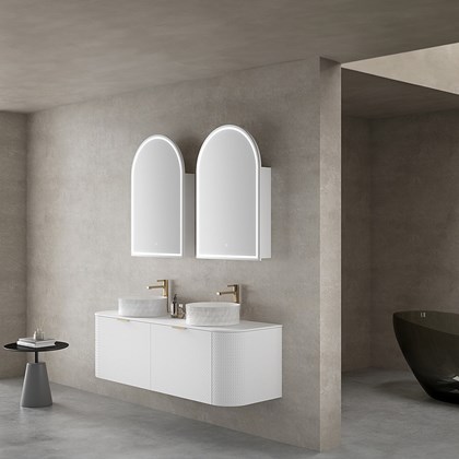 Bathroom Vanity Unit Matt White 150x41cm - White Porcelain Slab