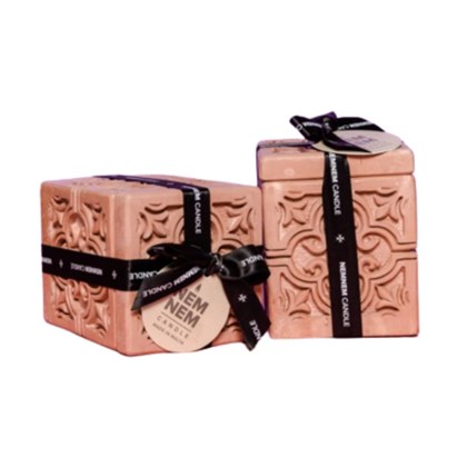 Maltese Tile Small Cube Candle Jar - Pink Mixed Berries
