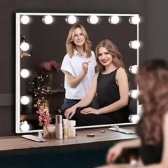 14 Bulbs LED Makeup Mirror with Adjustable Brightness & 3 Color Mode 600x500mm with legs