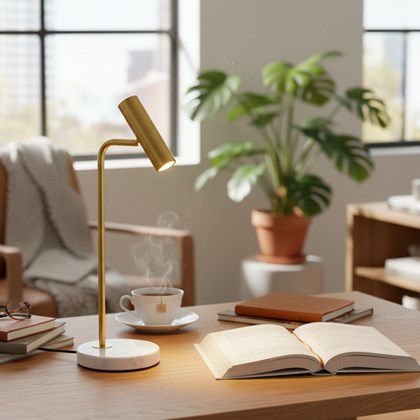 Table Lamp – Metal & Marble Gold