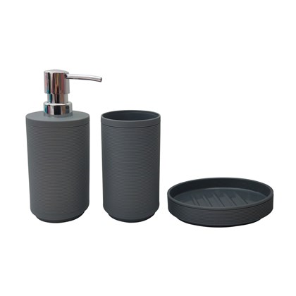 Grey Bathroom Set 3PCS - Soap Dispenser Soap Holder & Toothbrush Holder