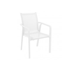Outdoor White Resin Armchair with Batyline Fabric