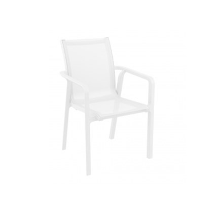 Outdoor White Resin Armchair with Batyline Fabric