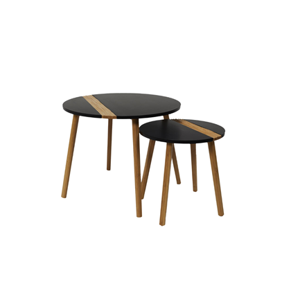 Set of 2 Coffee Tables – Wood Marron Bamboo