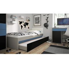Bed 90x200 – Platinum Grey & Muted Blue