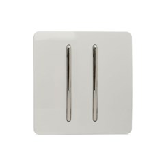 2 Gang Intermediate Artistic Modern Glossy Screwless 10 Amp Rocker Light Switch White